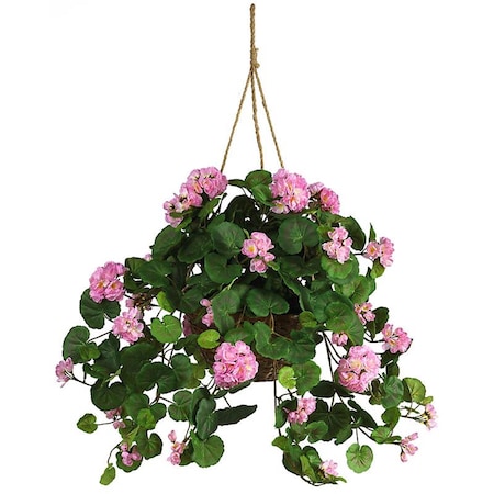 Nearly Natural Geranium Silk Hanging Basket- Fuchsia 6609-PK